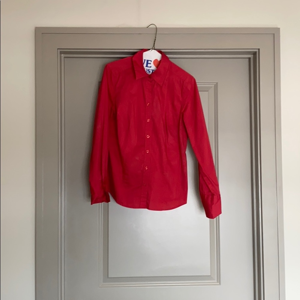 Ann Taylor peach button-down blouse